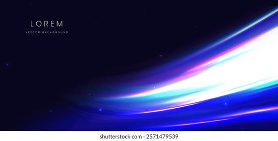 Glowing neon motion light effect speed motion movingon dark blue background. Vector illustration