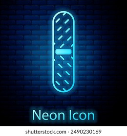 Glowing neon Nail file icon isolated on brick wall background. Manicure tool.  Vector