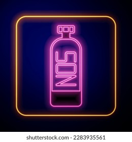 Glowing neon Nitrous oxide icon isolated on black background.  Vector