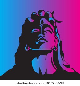 The glowing neon off Maha Shivaratri is isolated in the neon background. Vector illustration