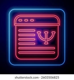 Glowing neon Online psychological counseling distance icon isolated on black background. Psychotherapy, psychological help, psychiatrist online consulting.  Vector
