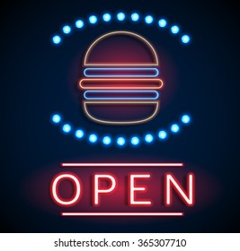 Glowing neon open signs.vector