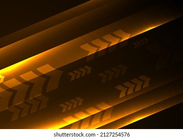 Glowing Neon Orange Hi-tech Futuristic Background With Arrows. Vector Design