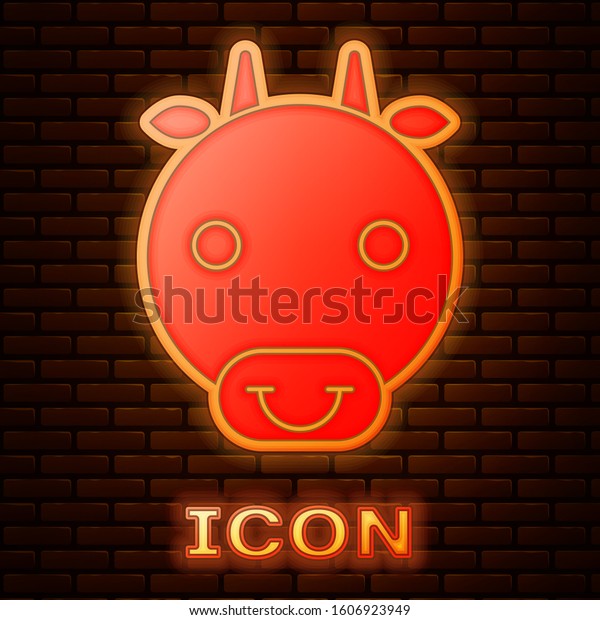 Glowing Neon Ox Zodiac Sign Icon Stock Vector Royalty Free