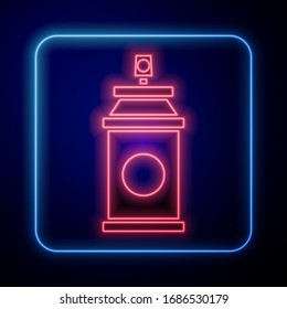 El pulverizador de neón brillante Paint puede aislar en el fondo azul. Ilustración vectorial