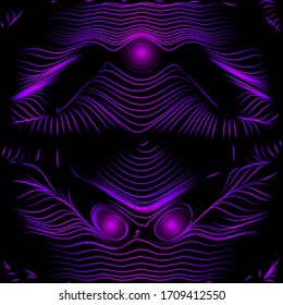 Glowing neon pattern. Abstract minimal background with beautiful gradient. Future cyberpunk concept. Vibrant futuristic wallpaper with geometric elements. EPS 10.