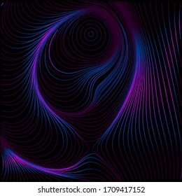 Glowing neon pattern. Abstract minimal background with beautiful gradient. Future cyberpunk concept. Vibrant futuristic wallpaper with geometric elements. EPS 10.