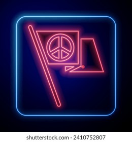 Glowing neon Peace icon isolated on black background. Hippie symbol of peace.  Vector