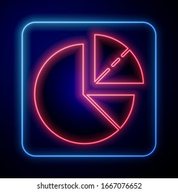 Icono infográfico de neón pie brillante aislado en fondo azul. Signo del diagrama. Ilustración vectorial