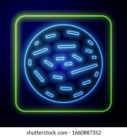 Glowing neon Planet Venus icon isolated on blue background.  Vector Illustration