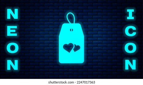 Glowing neon Please do not disturb with heart icon isolated on brick wall background. Hotel Door Hanger Tags.  Vector