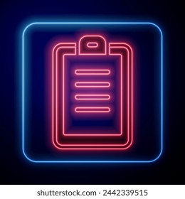 Glowing neon Police report icon isolated on blue background.  Vector