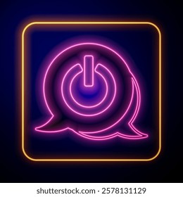 Glowing neon Power button icon isolated on black background. Start sign.  Vector
