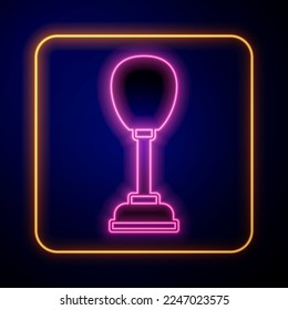 Glowing neon Punching bag icon isolated on black background.  Vector