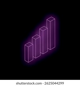 Glowing neon purple bars are growing on a black background, representing success, growth, and achievement