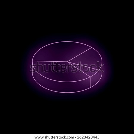 Glowing neon purple pie chart on a black background representing market share