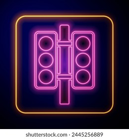 Glowing neon Racing traffic light icon isolated on black background.  Vector
