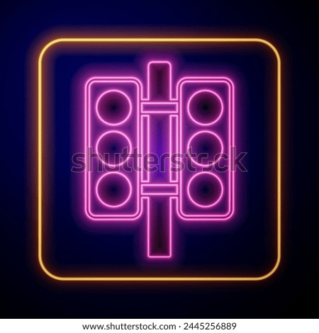 Glowing neon Racing traffic light icon isolated on black background.  Vector