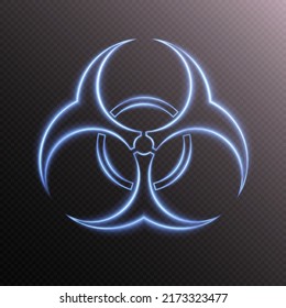 Glowing Neon Radioactive Hazard Sign. Radioactive Toxic Symbol. Radiation Hazard Sign. Vector