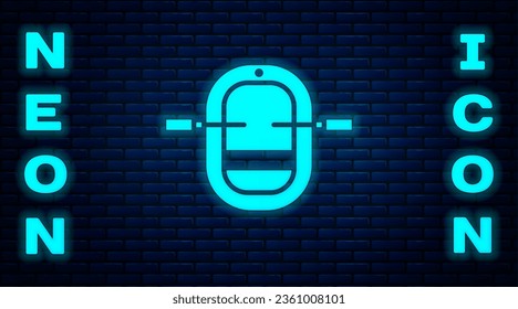 Glowing neon Rafting boat icon isolated on brick wall background. Inflatable boat with paddles. Water sports, extreme sports, holiday, vacation.  Vector Illustration