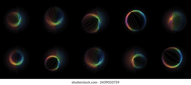 Glowing Neon Rainbow Flowers Figures In The Form Of Flowers 