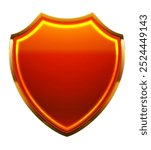 Glowing neon red shield with a gold border