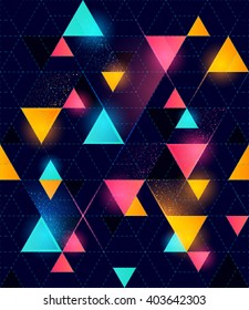  Glowing neon seamless pattern. Vector illustration.