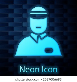 Glowing neon Seller icon isolated on brick wall background.  Vector Illustration