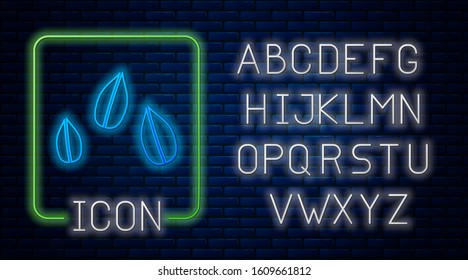 Glowing neon Sesame seeds icon isolated on brick wall background. Neon light alphabet. Vector Illustration