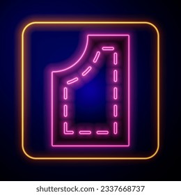 Glowing neon Sewing pattern icon isolated on black background. Markings for sewing.  Vector