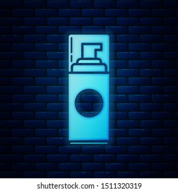Glowing neon Shaving gel foam icon isolated on brick wall background. Shaving cream.  Vector Illustration