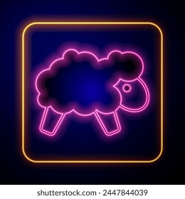 Glowing neon Sheep icon isolated on black background. Counting sheep to fall asleep.  Vector