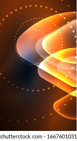Glowing neon shiny transparent abstract geometric shapes with light effects. Techno futuristic vector abstract background For Wallpaper, Banner, Background, Card, Book Illustration, landing page