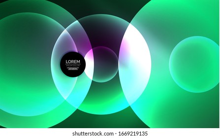 Glowing neon shiny transparent abstract geometric shapes with light effects. Techno futuristic vector abstract background 