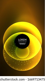 Glowing neon shiny transparent abstract geometric shapes with light effects. Techno futuristic vector abstract background For Wallpaper, Banner, Background, Card, Book Illustration, landing page