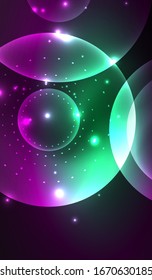 Glowing neon shiny transparent abstract geometric shapes with light effects. Techno futuristic vector abstract background For Wallpaper, Banner, Background, Card, Book Illustration, landing page