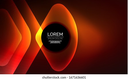 Glowing neon shiny transparent abstract geometric shapes with light effects. Techno futuristic vector abstract background For Wallpaper, Banner, Background, Card, Book Illustration, landing page