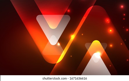 Glowing neon shiny transparent abstract geometric shapes with light effects. Techno futuristic vector abstract background For Wallpaper, Banner, Background, Card, Book Illustration, landing page