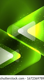 Glowing neon shiny transparent abstract geometric shapes with light effects. Techno futuristic vector abstract background For Wallpaper, Banner, Background, Card, Book Illustration, landing page