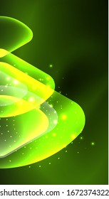 Glowing neon shiny transparent abstract geometric shapes with light effects. Techno futuristic vector abstract background For Wallpaper, Banner, Background, Card, Book Illustration, landing page