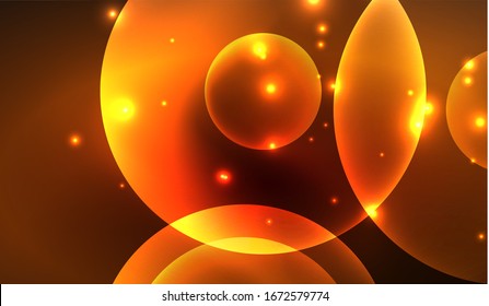 Glowing neon shiny transparent abstract geometric shapes with light effects. Techno futuristic vector abstract background For Wallpaper, Banner, Background, Card, Book Illustration, landing page