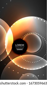 Glowing neon shiny transparent abstract geometric shapes with light effects. Techno futuristic vector abstract background For Wallpaper, Banner, Background, Card, Book Illustration, landing page