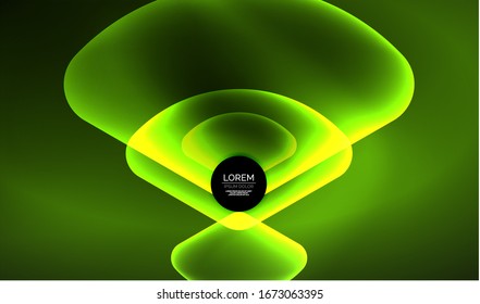 Glowing neon shiny transparent abstract geometric shapes with light effects. Techno futuristic vector abstract background For Wallpaper, Banner, Background, Card, Book Illustration, landing page