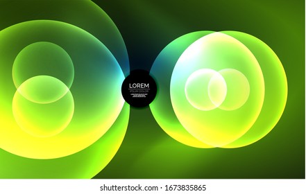Glowing neon shiny transparent abstract geometric shapes with light effects. Techno futuristic vector abstract background For Wallpaper, Banner, Background, Card, Book Illustration, landing page