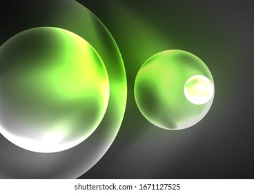Glowing neon shiny transparent bubbles, glass circles or bio cell concept. Techno futuristic vector abstract background For Wallpaper, Banner, Background, Card, Book Illustration, landing page