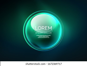Glowing neon shiny transparent bubbles, glass circles or bio cell concept. Techno futuristic vector abstract background For Wallpaper, Banner, Background, Card, Book Illustration, landing page