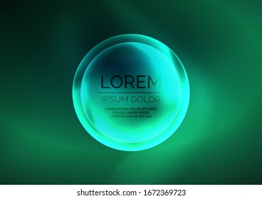 Burbujas transparentes brillantes de neón, círculos de vidrio o concepto de bio-célula. Fondo abstracto vectorial futurista Techno para papel tapiz, banner, fondo, tarjeta, ilustración de libro, página de inicio