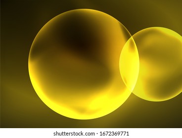 Glowing neon shiny transparent bubbles, glass circles or bio cell concept. Techno futuristic vector abstract background For Wallpaper, Banner, Background, Card, Book Illustration, landing page