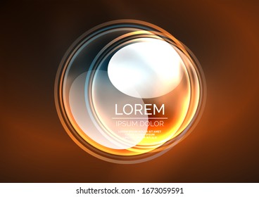 Glowing neon shiny transparent bubbles, glass circles or bio cell concept. Techno futuristic vector abstract background For Wallpaper, Banner, Background, Card, Book Illustration, landing page