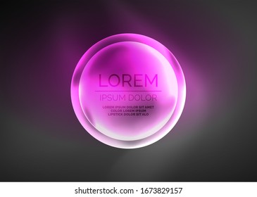 Glowing neon shiny transparent bubbles, glass circles or bio cell concept. Techno futuristic vector abstract background For Wallpaper, Banner, Background, Card, Book Illustration, landing page
